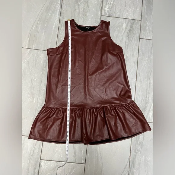 Express Chocolate Faux Leather Brown Mini Dress - Picture 5 of 8